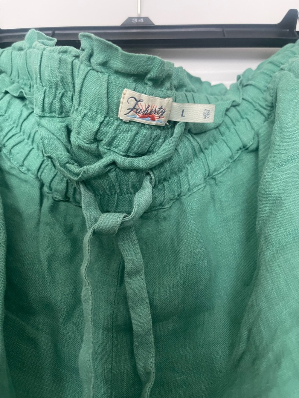Faherty Green Drawstring Linen Shorts